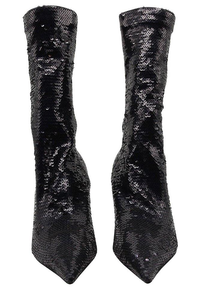 Buy Balenciaga Knife Embellished Over-the-knee Boots - Black At 30