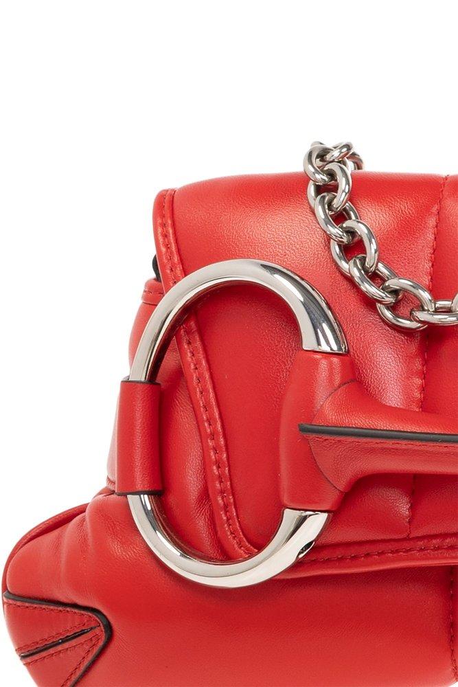 Gucci Horsebit Chain medium shoulder bag in red leather