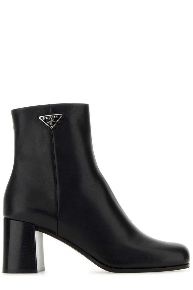 Logo brushed leather ankle boots Boots, ankle boots