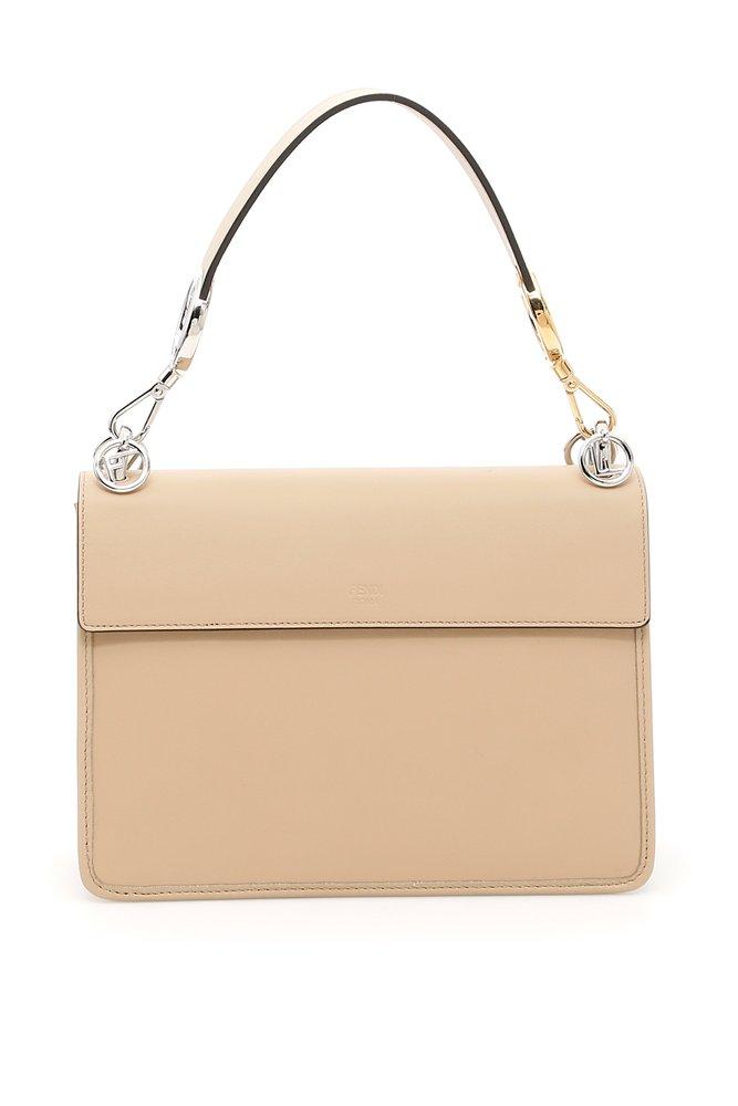 FENDI Kan I F Leather Chain Shoulder bag Beige