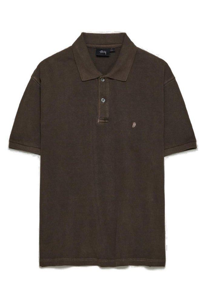 Stussy Pigment Dyed Pique Polo Shirt in Black | Lyst