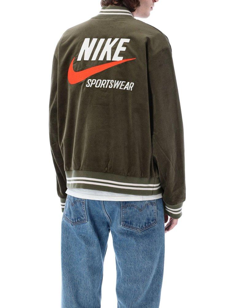 Nike Trend Varsity Logo Printed Bomber Jacket in Green for Men | Lyst