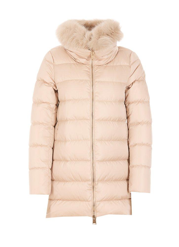 Herno Synthetic Fur Trim Hooded Down Jacket in Beige (Natural) Lyst
