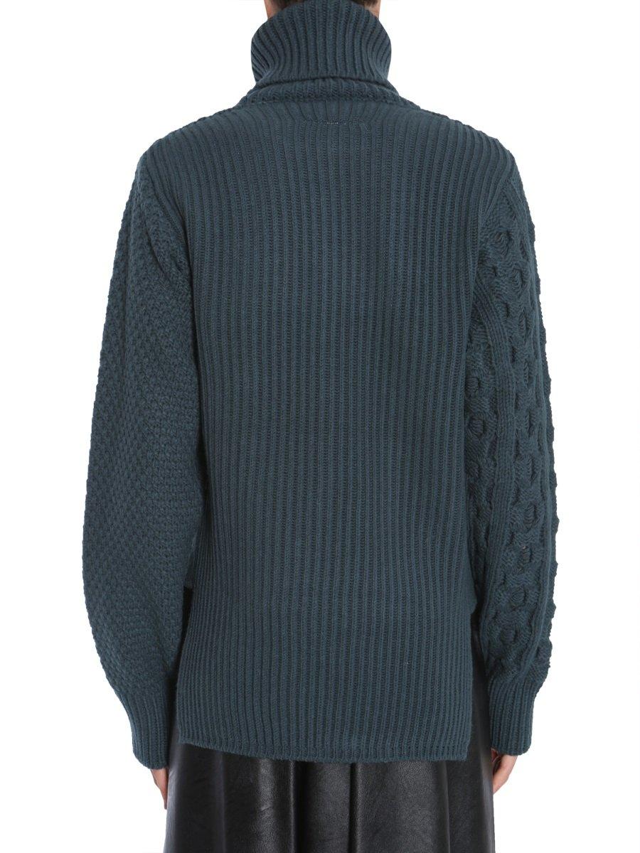 MM6 by Maison Martin Margiela Wool Turtleneck Sweater in Green - Lyst