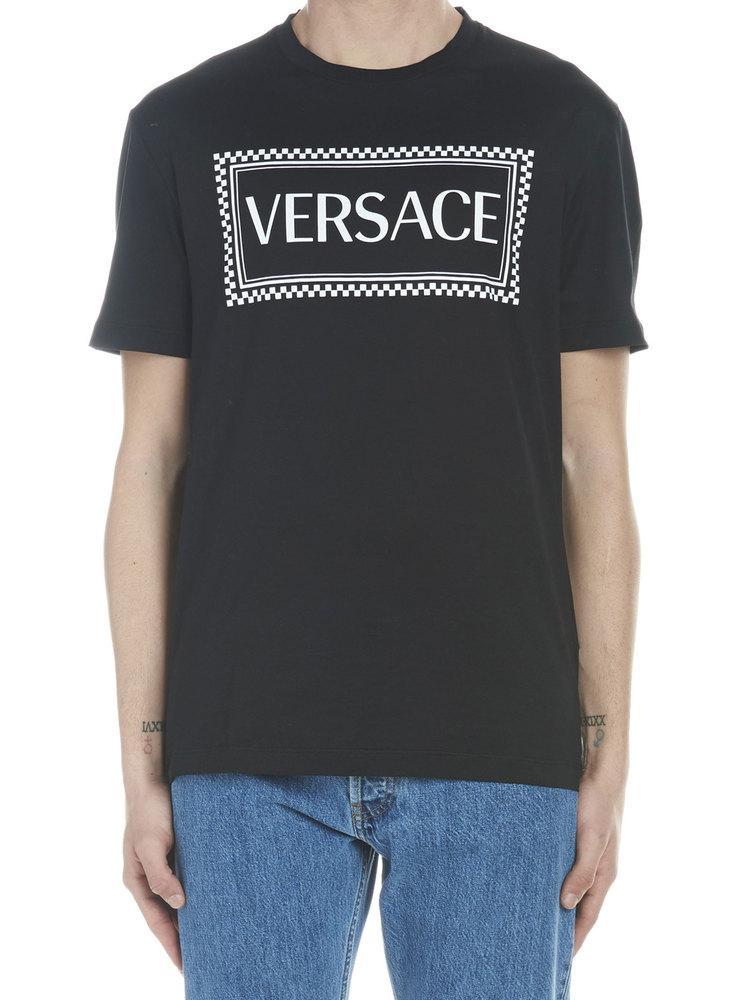 Versace Cotton Logo Print T-shirt in Black for Men - Lyst
