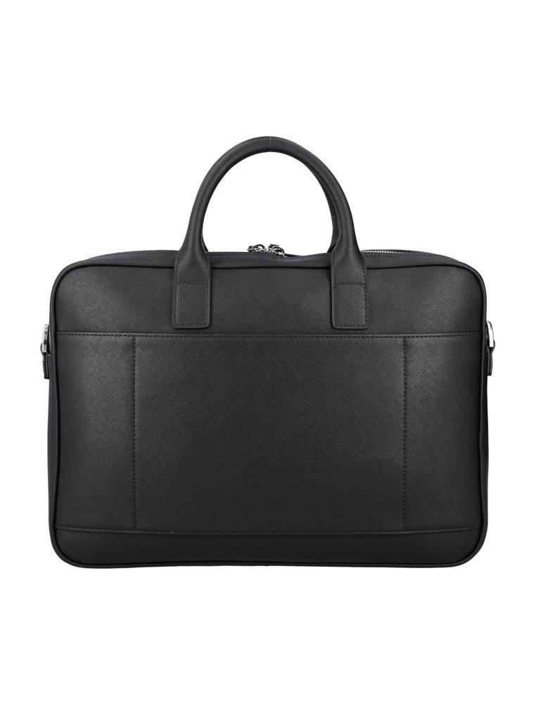 Emporio Armani Regenerated-leather Business Bag With Eagle Pate in Black  for Men | Lyst
