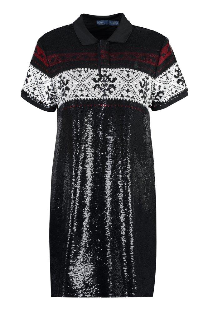Polo Ralph Lauren Sequin embellished Relaxed fit Cotton Mini Dress in Black Lyst UK
