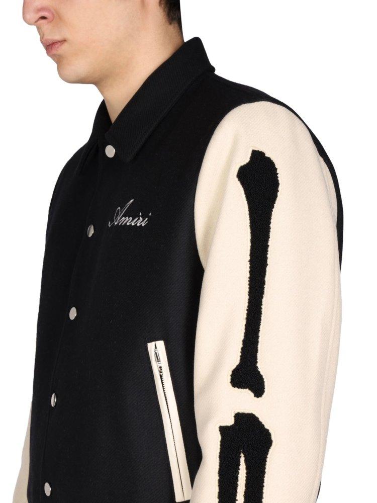 Amiri Bones Print Varsity Jacket in Black for Men | Lyst
