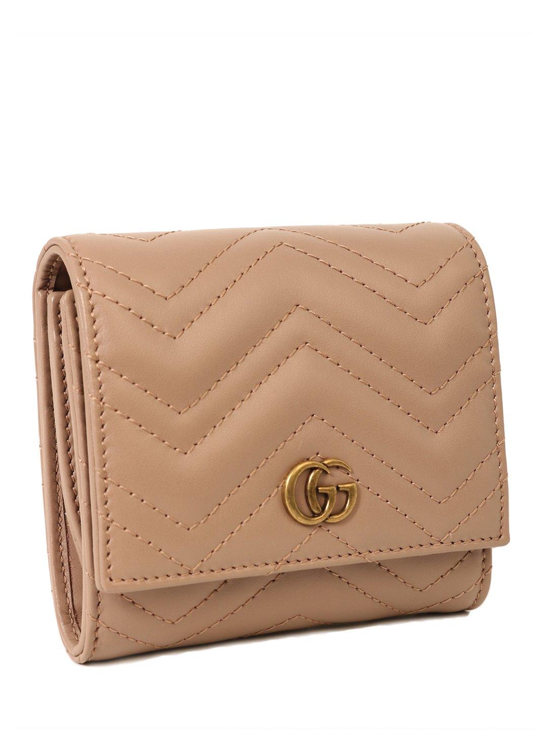 Gucci Leather Quilted Marmont Wallet in Pink - Lyst