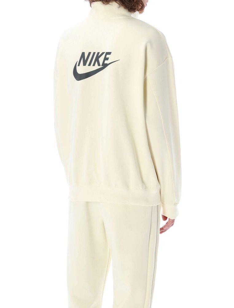 Nike Circa Logo Printed Half Zipped Sweatshirt in White for Men | Lyst