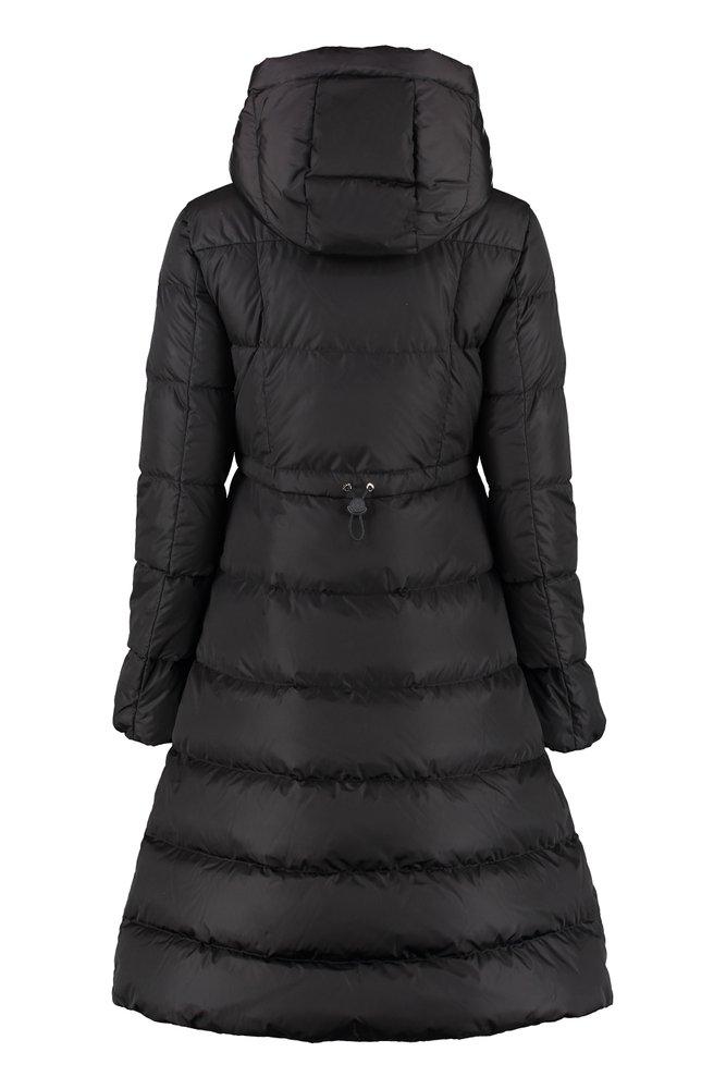 Moncler Chondrille Long Hooded Down Jacket in Black | Lyst