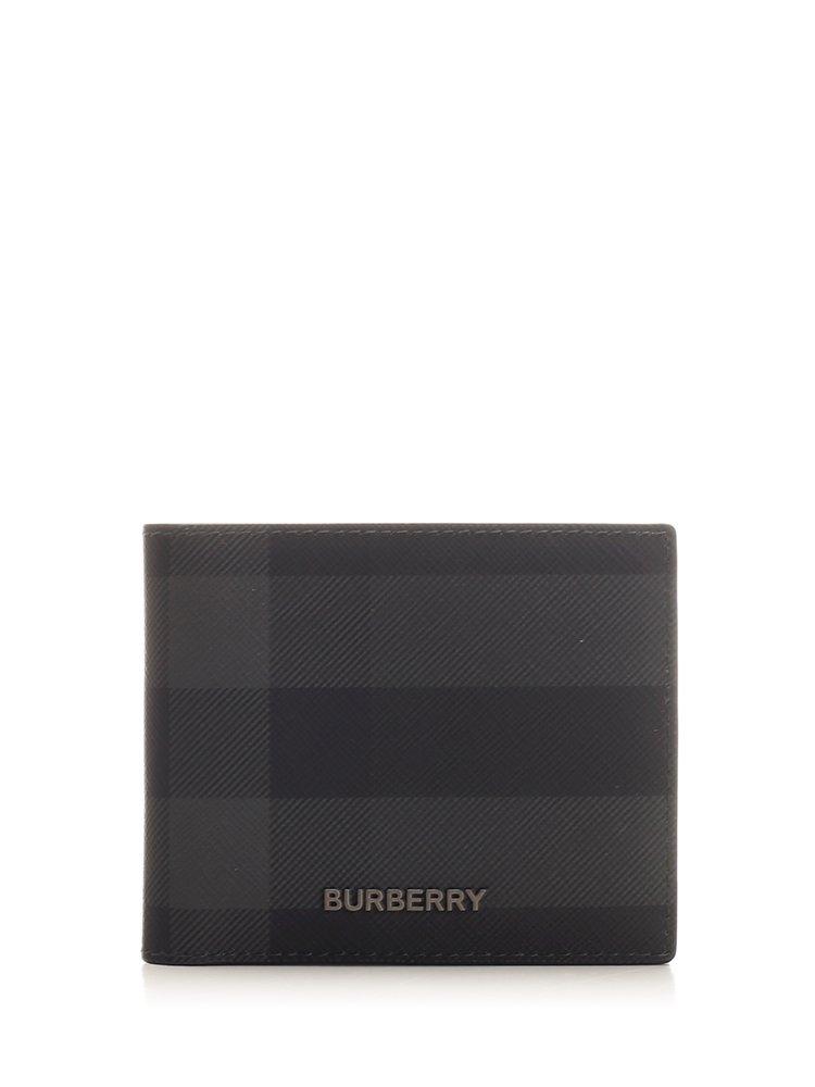 Burberry Logoplaque Bifold Wallet in Gray for Men Lyst