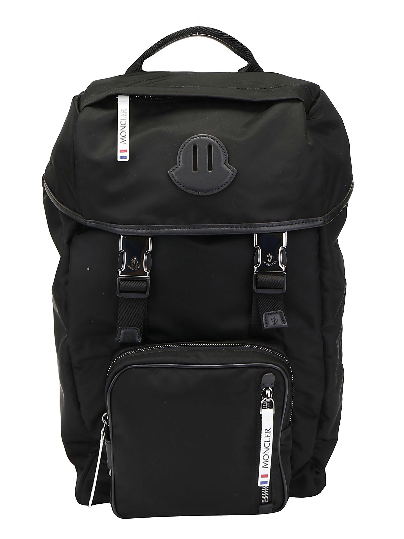 Moncler Synthetic Logo Patch Foldover Buckled Backpack in Black for Men