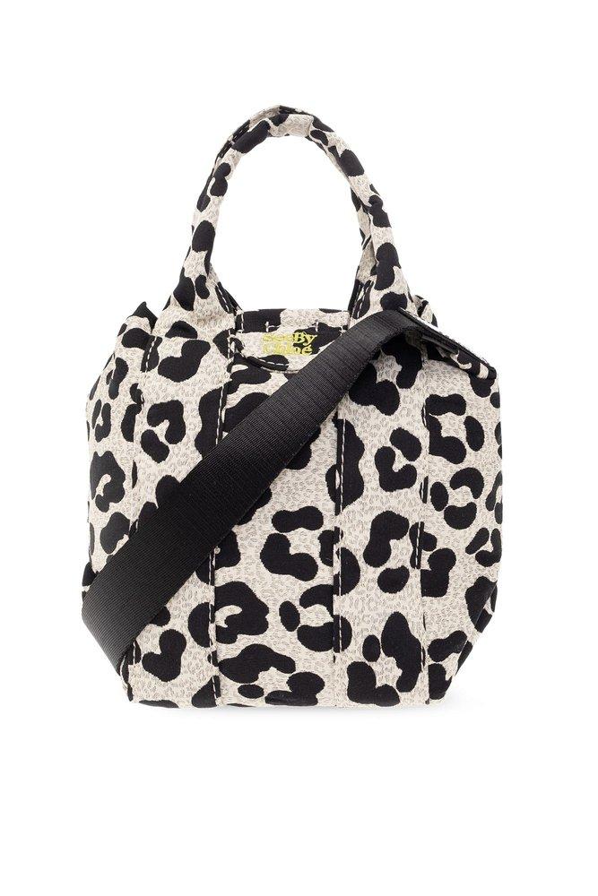 Mia Jute Tote Bag in Leopard- Black