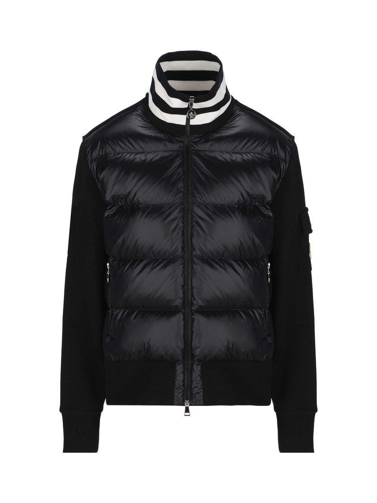 Moncler Logo Patch Zip-up Down Jacket in Black | Lyst