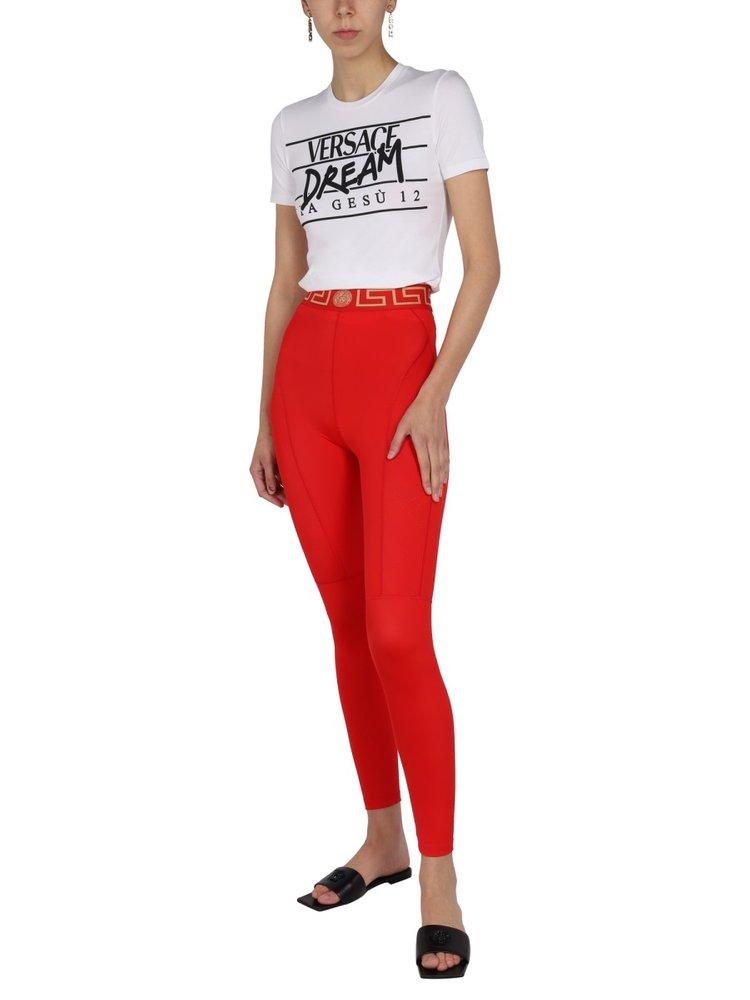 red versace leggings