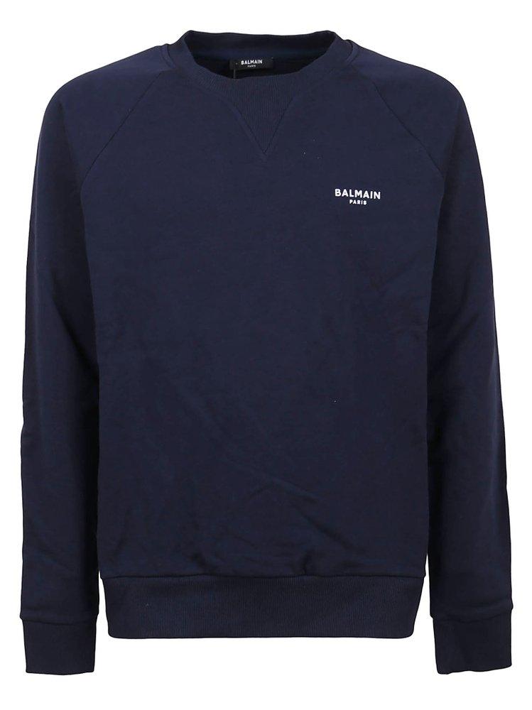 Balmain Cotton Flock Sweatshirt in Blue for Men - Save 45% | Lyst