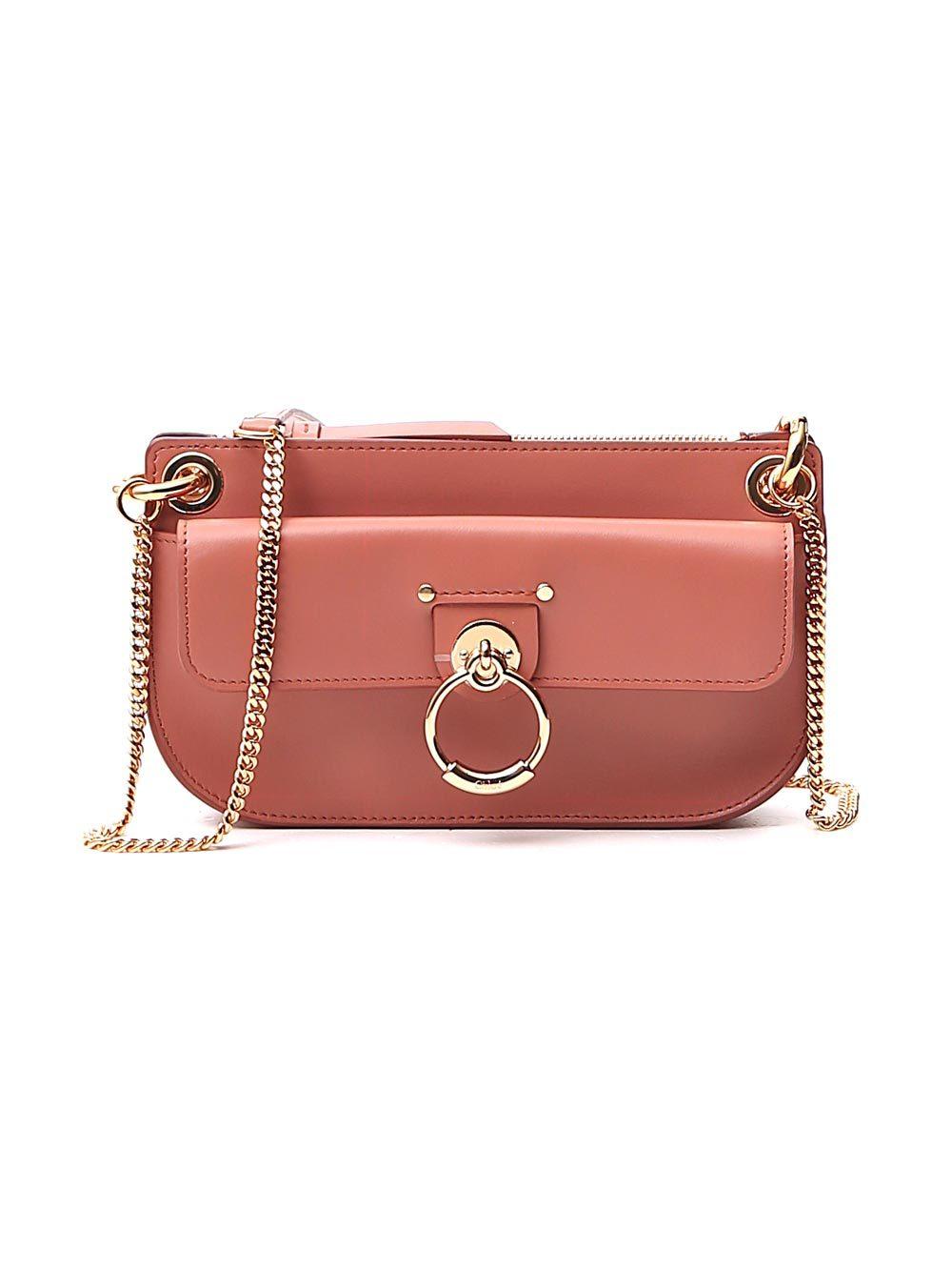 Chloé Leather Mini Tess Crossbody Bag in Pink (Red) - Lyst