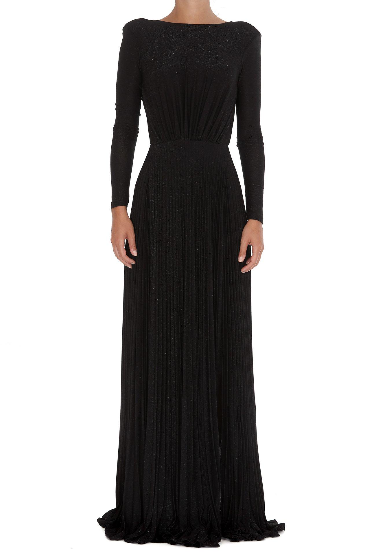 Elisabetta Franchi Pleated Open-back Maxi Dress in Black | Lyst Canada