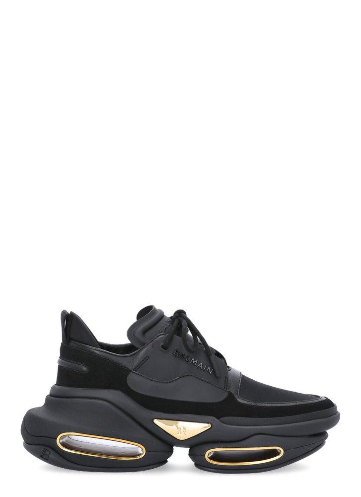 Balmain Leather Bbold Chunky Sole Sneakers in Black | Lyst UK