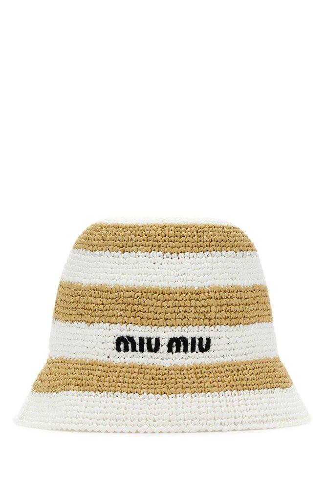 Miu Miu Logo Embroidered Bucket Hat | Lyst