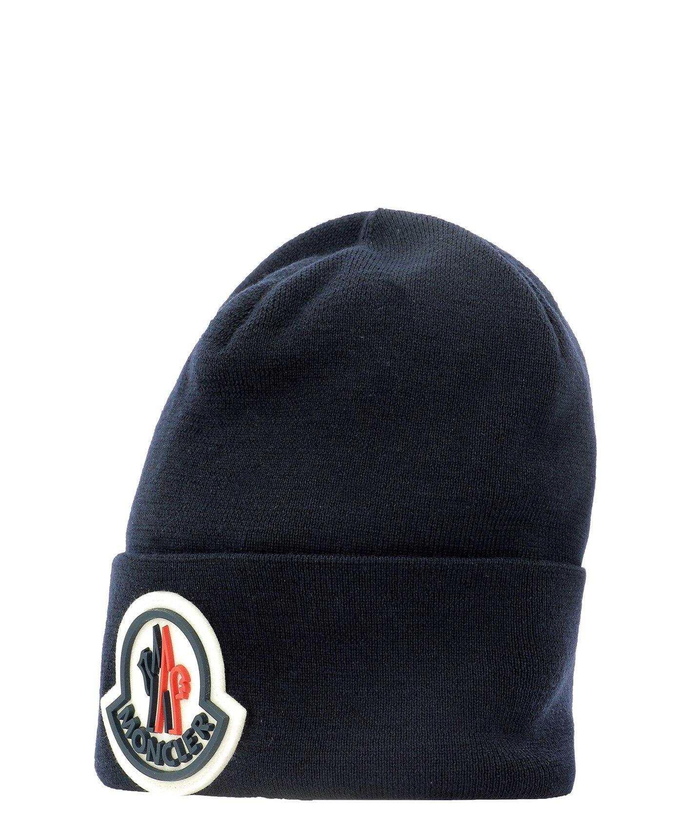 Moncler Wool Oversized Logo Beanie in 
