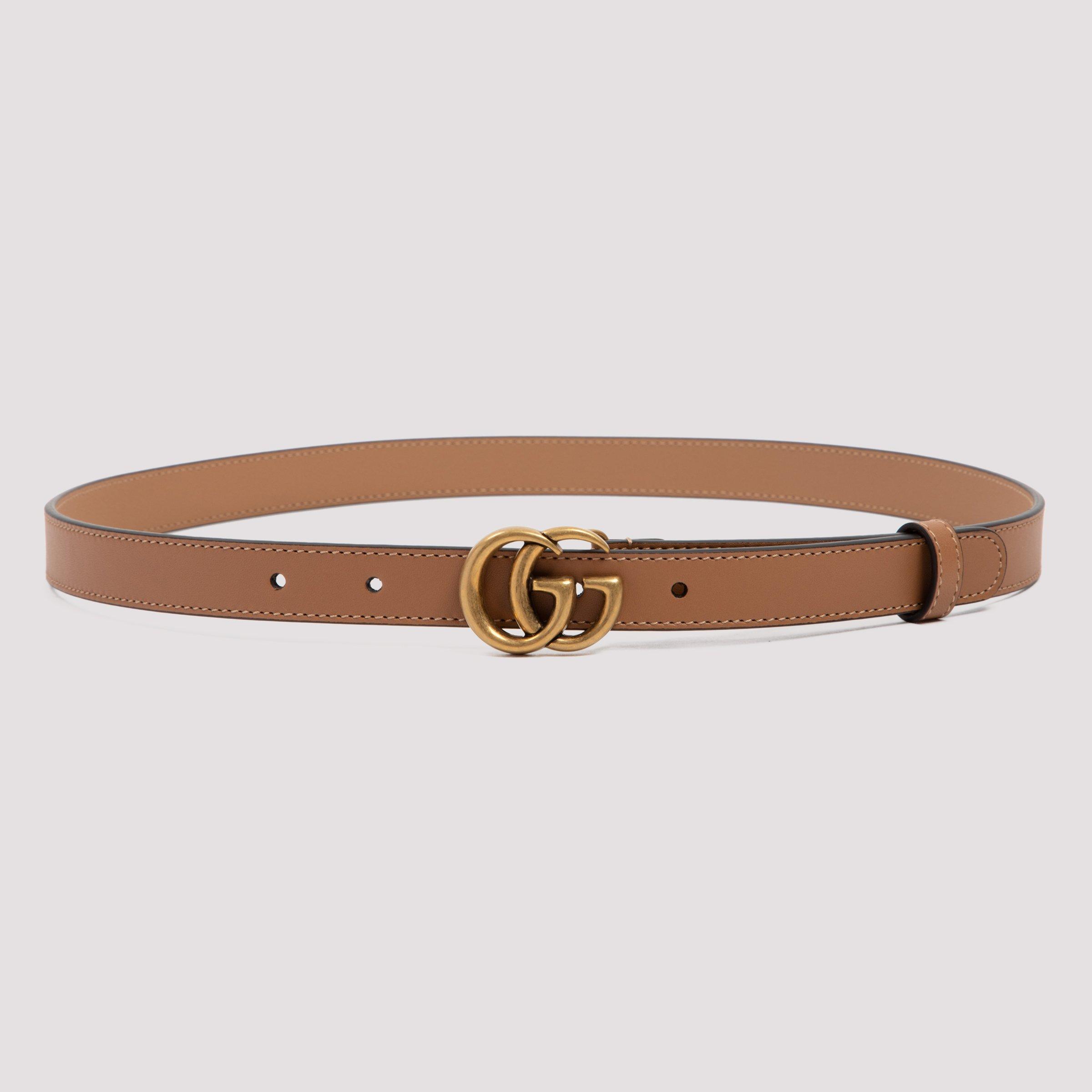 Gucci Leather GG Marmont Skinny Belt in Brown - Lyst