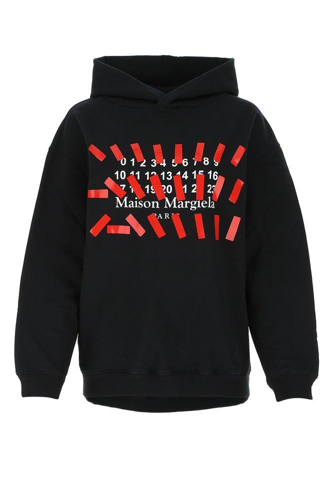 Maison Margiela Taped Logo Print Hoodie in Black | Lyst Maison Margiela Taped Logo Print Hoodie in Black | Lyst