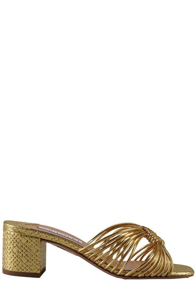 Aquazzura 90mm heeled leather mules - Neutrals