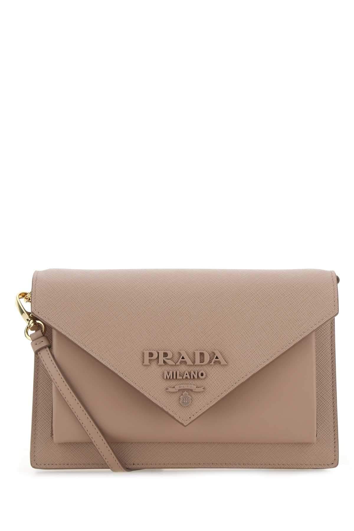 Prada Leather Logo Envelope Crossbody Bag in Beige (Natural) | Lyst