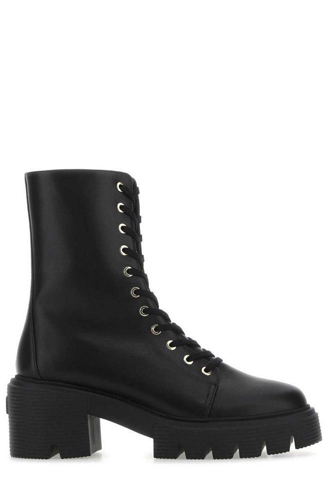 Stuart Weitzman Lace-up Platform Boots in Black | Lyst