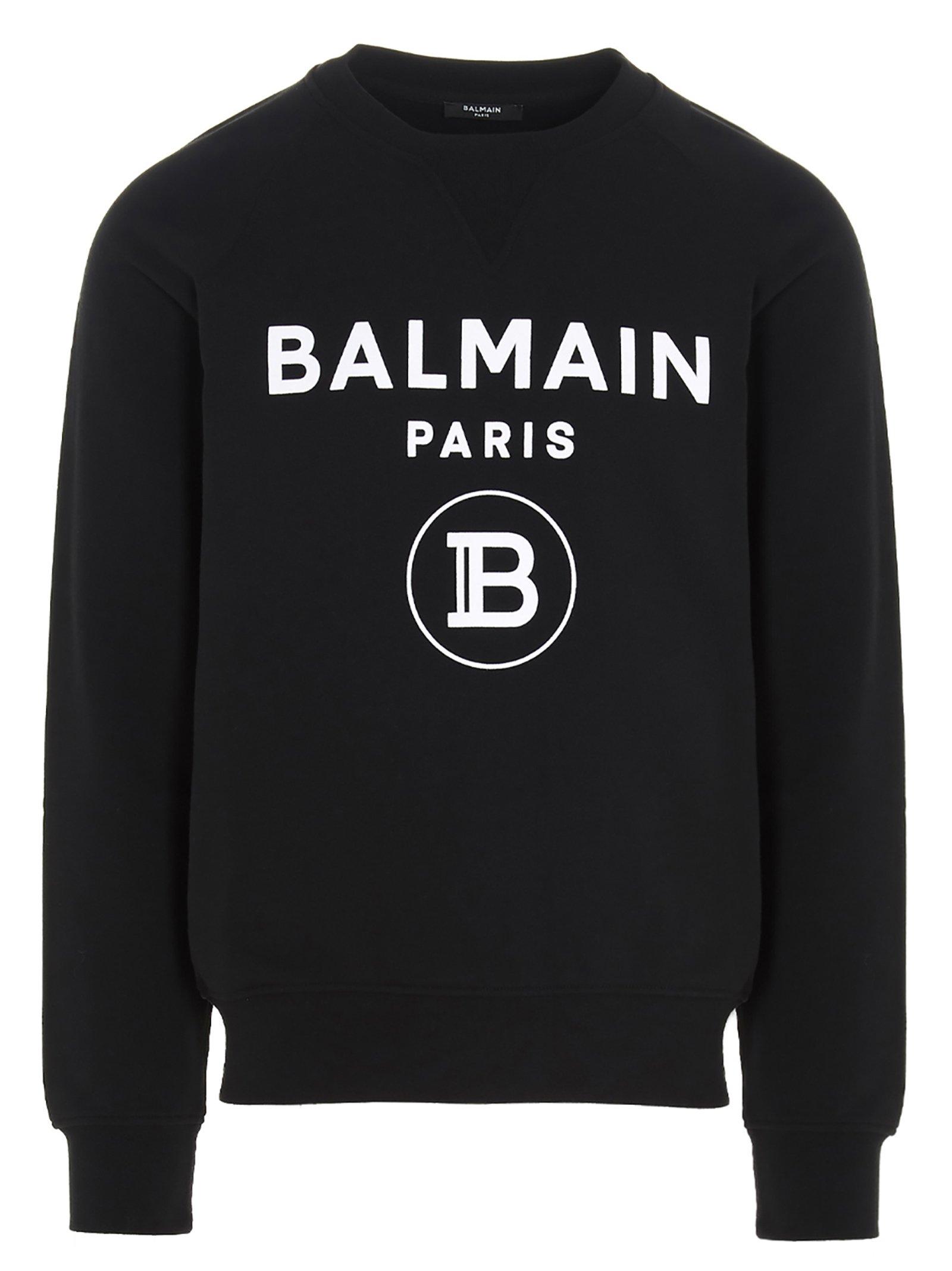 Balmain Cotton Logo Printed Sweatshirt in Black for Men - Lyst