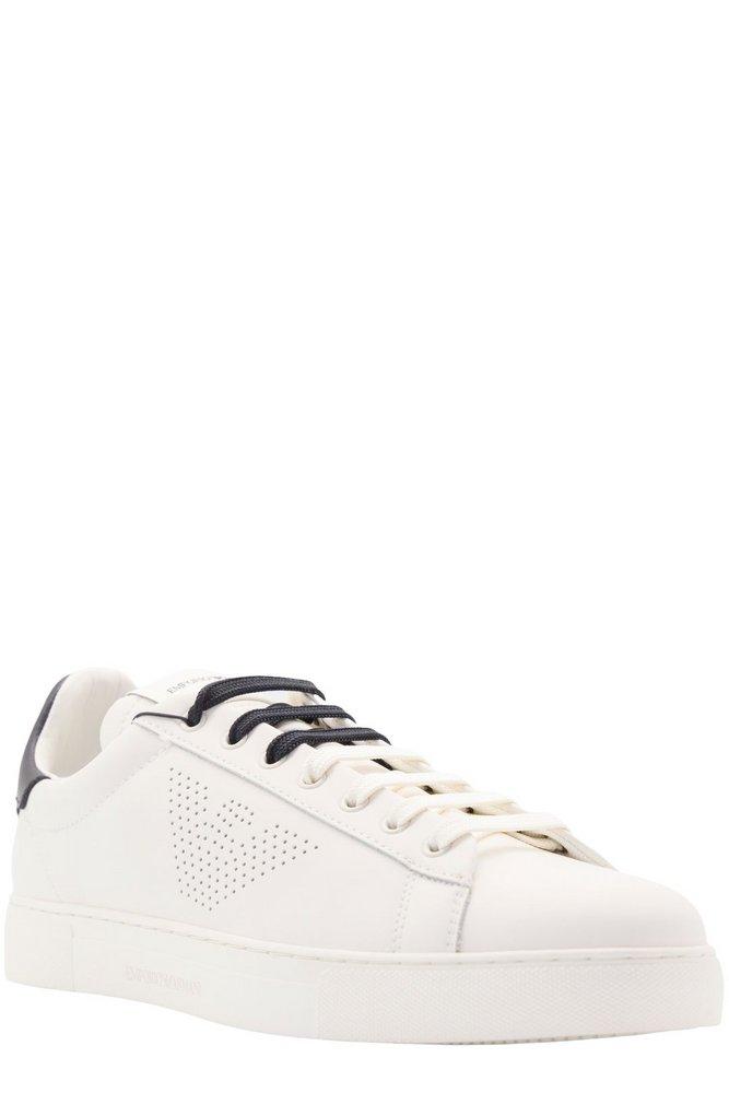 Savant Cataract Marked Emporio Armani Logo Perforated Lace-up Sneakers in White for Men | Lyst