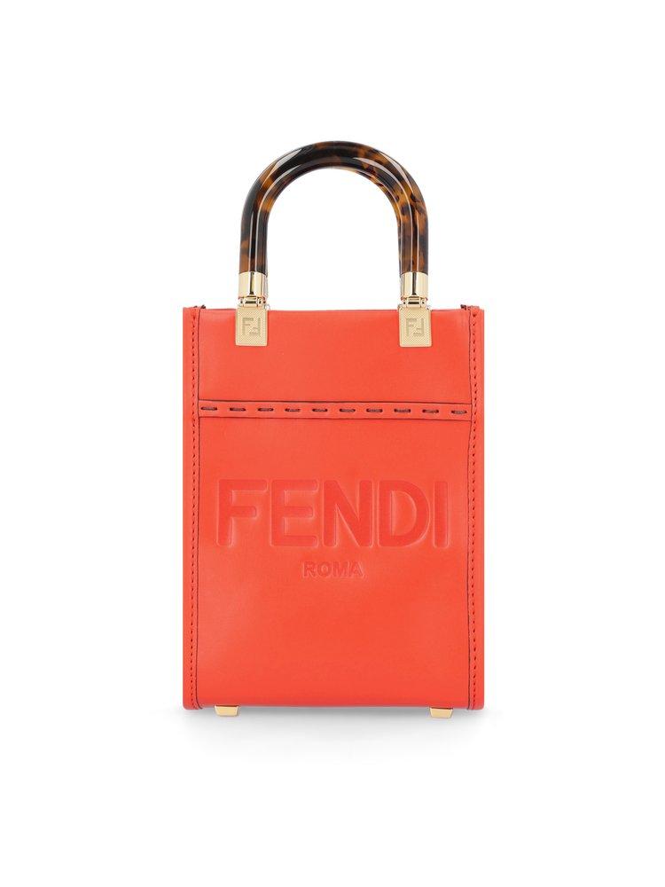 Fendi Sunshine Mini Shopper Tote Bag in Red | Lyst
