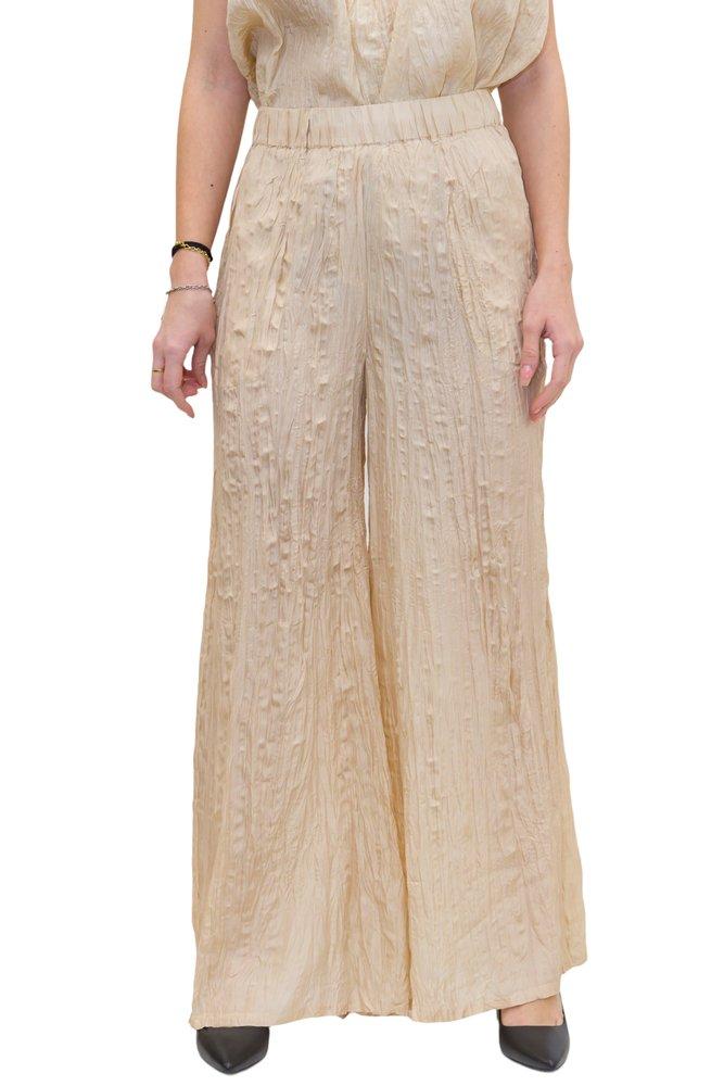 Alysi Silk Ruched Wide Leg Trousers in 