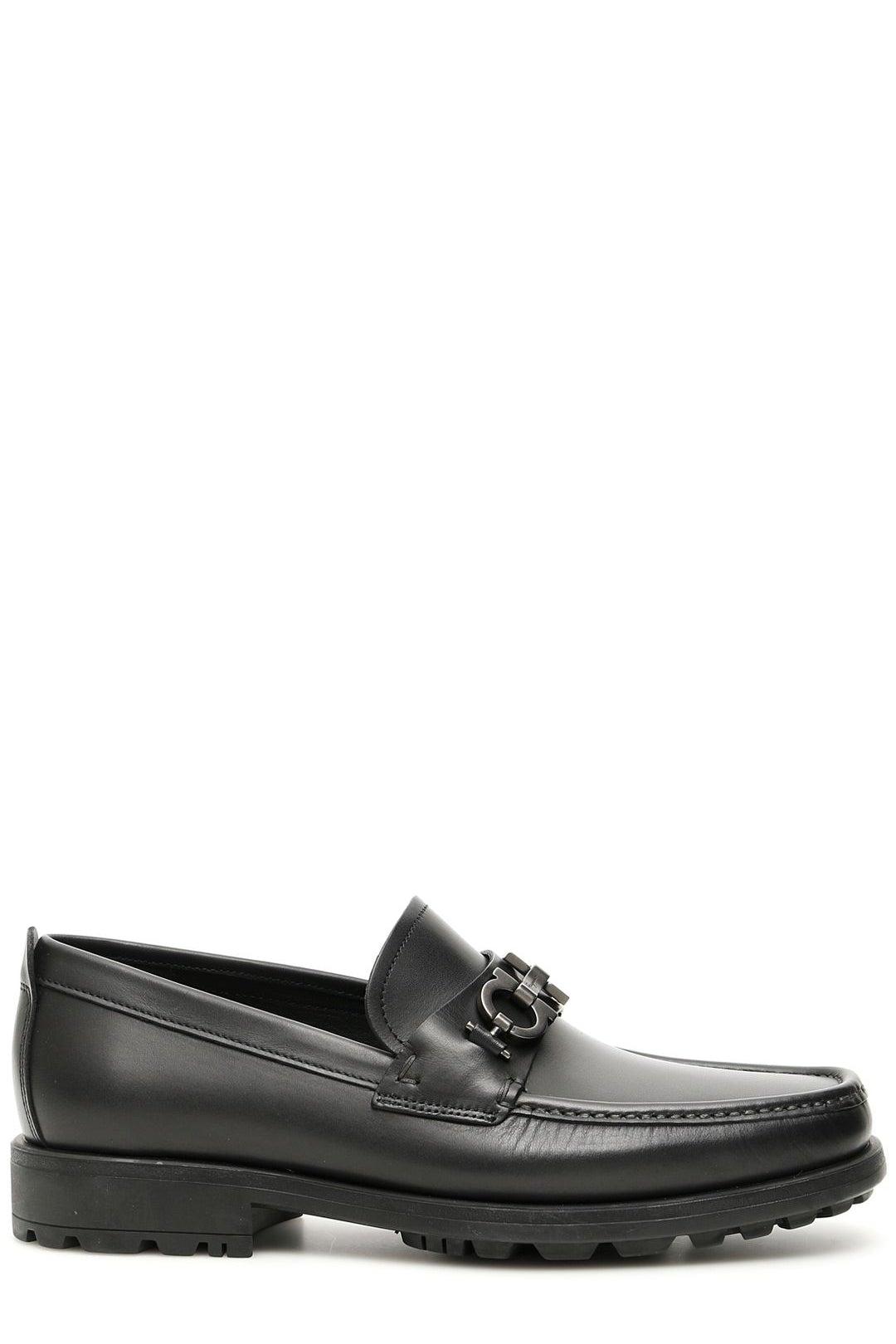 for Men Mens Slip-on shoes Ferragamo Slip-on shoes Save 9% Ferragamo Leather Gancini Loafers in Nero Taupe Dark Grey Black 