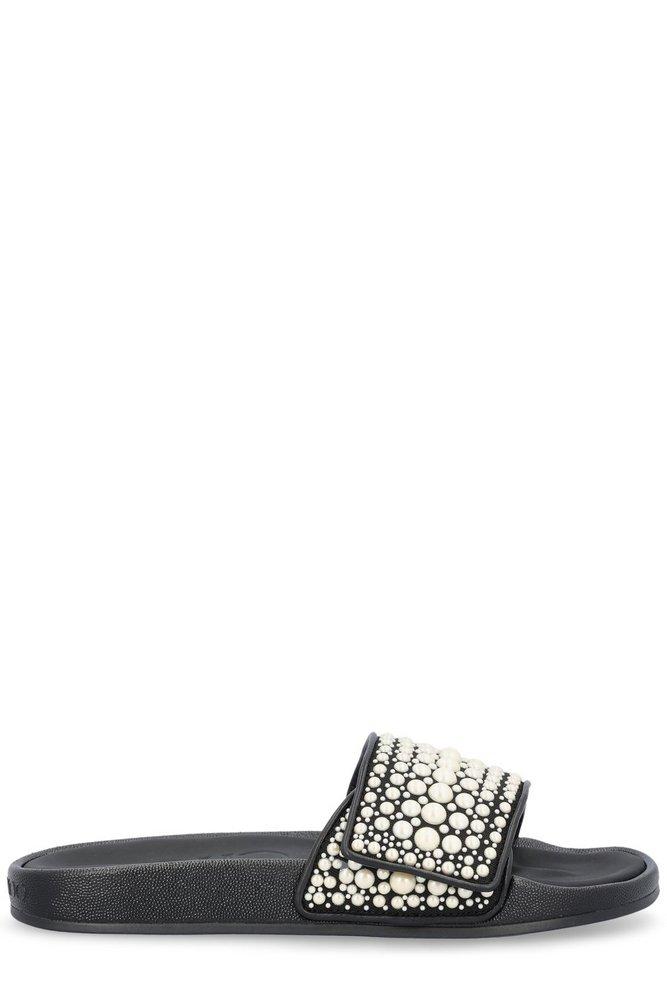 Jimmy Choo Fitz Pearl Embellished Slides in Black Lyst
