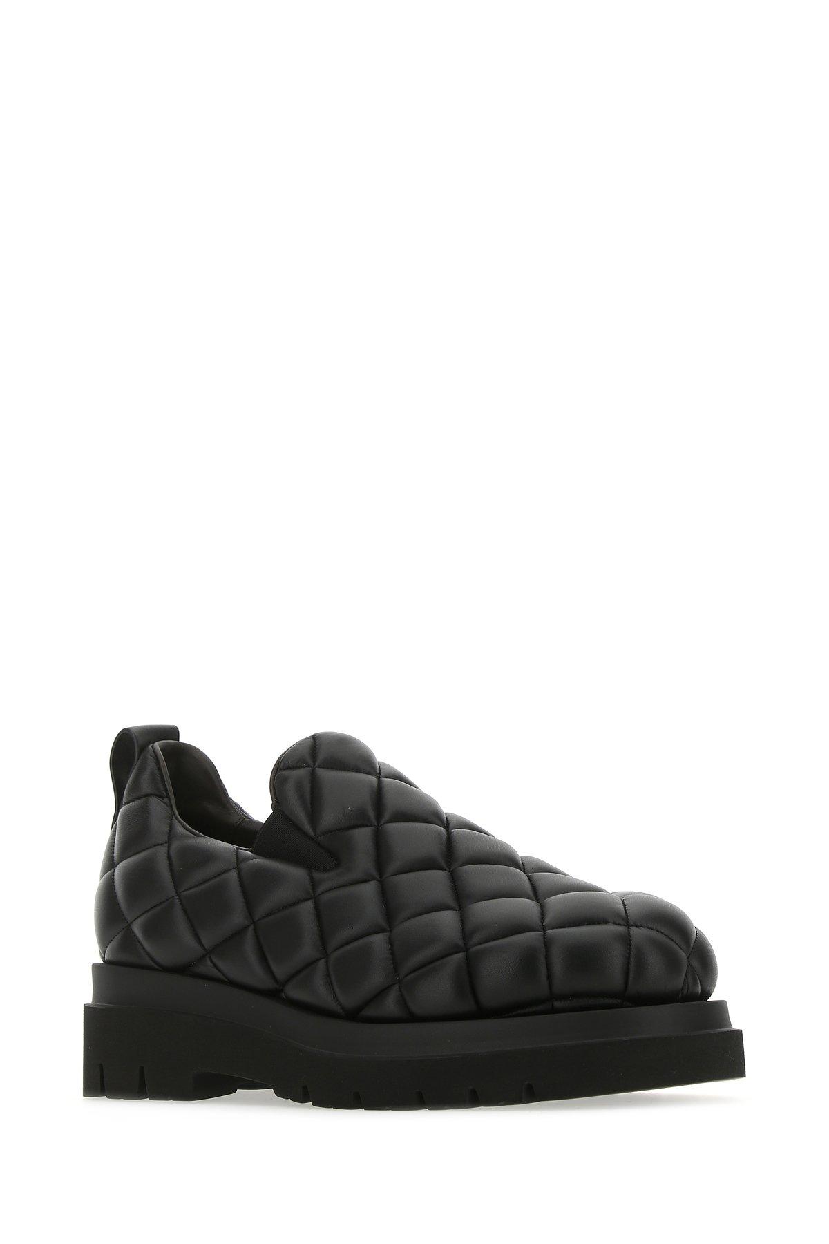 Bottega Veneta Leather Quilted Slip On Shoes in Black for Men - Lyst