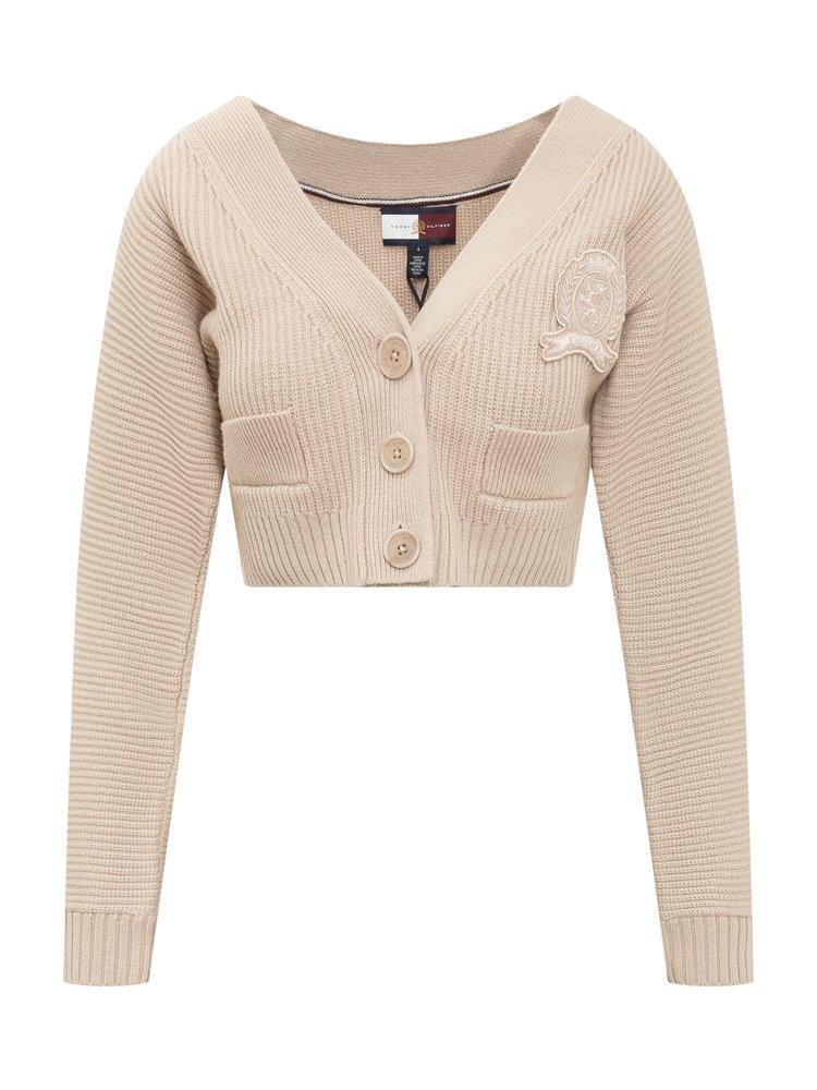 Tommy Hilfiger Crest Relaxed Cardigan in Natural | Lyst