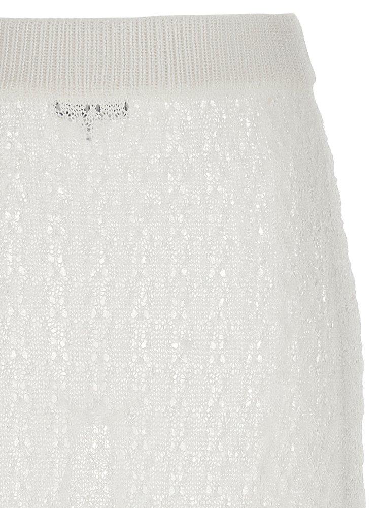 スカート Ganni 'Shiny Pointelle Knit' skirt Ganni 'Shiny Pointelle Knit' Skirt in White | Lyst