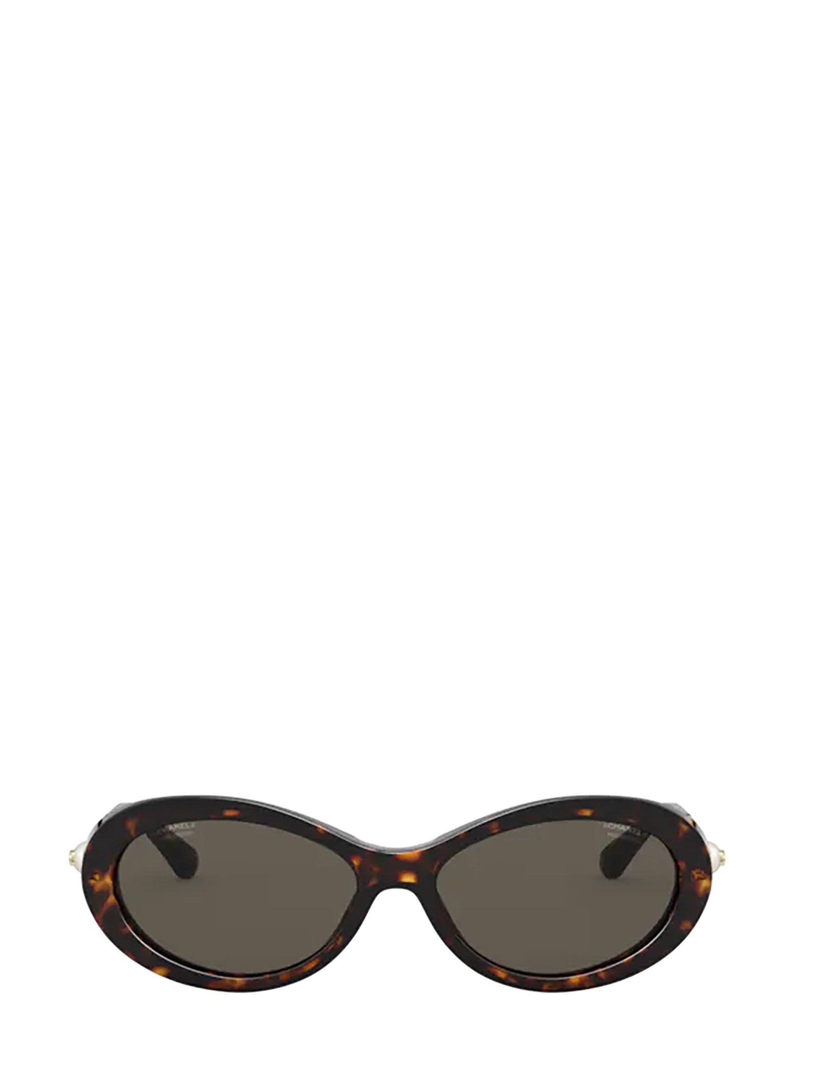 Chanel Oval Frame Sunglasses in Black Lyst