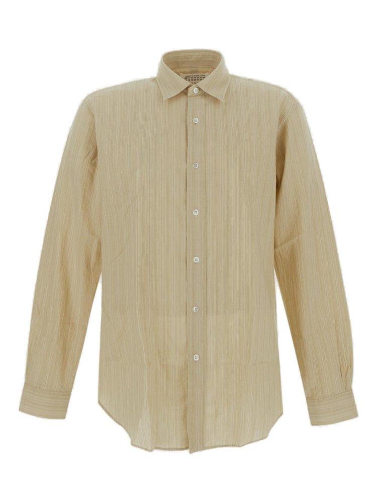 Maison Margiela Irregular Striped Shirt in White for Men | Lyst