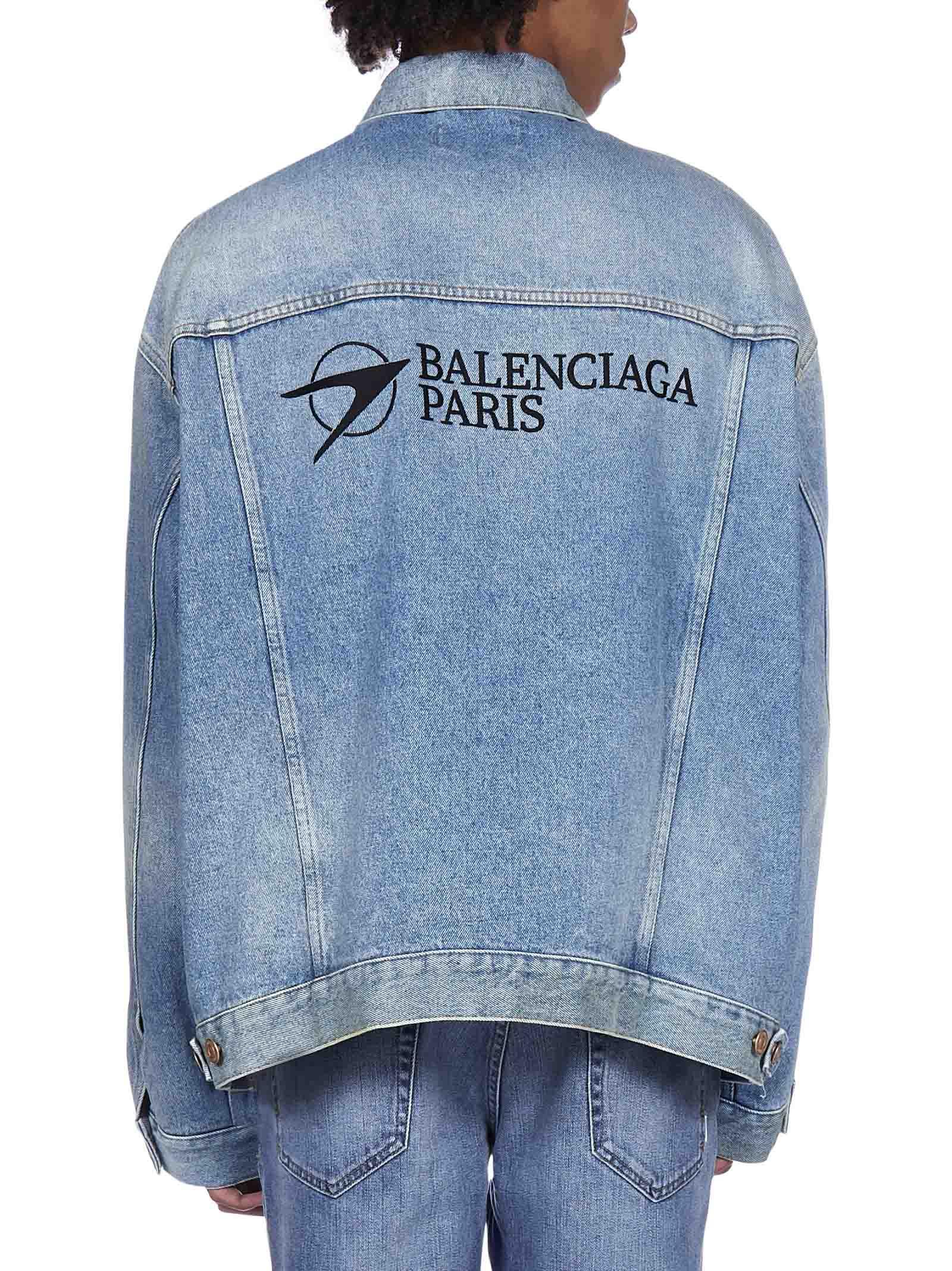 Balenciaga Paris Denim Jacket in Blue for Men | Lyst