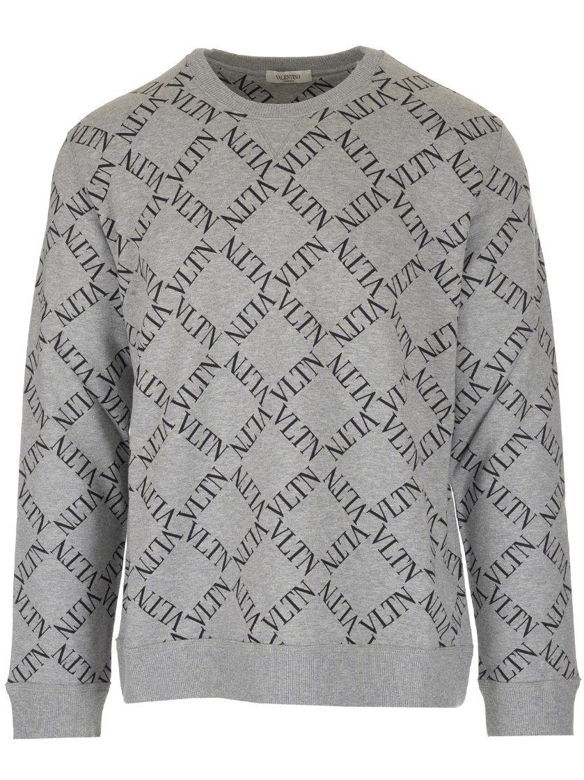 Valentino Vltn Grid Crew-neck Sweatshirt in Gray for Men | Lyst