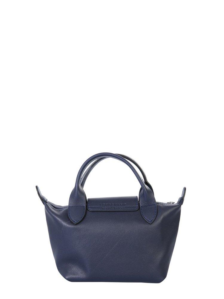 Longchamp Le Pliage Cuir Top Handle Bag in Gray