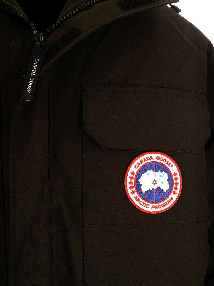 Canada Goose Logo Patch Hooded Parka in Black for Men | Lyst