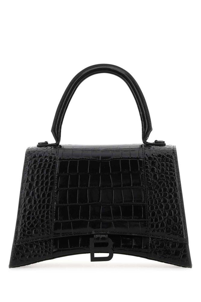 Balenciaga Hourglass Crocodile Embossed Top Handle Bag in Black | Lyst