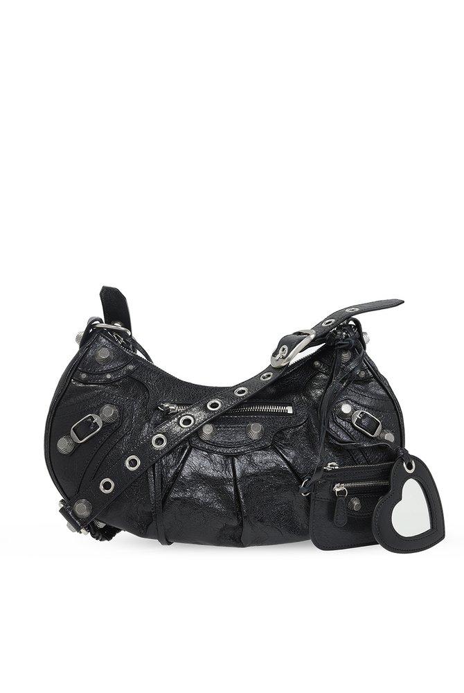 BALENCIAGA Arena studded crinkled-leather tote