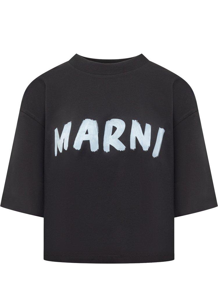 MARNI クロップドTシャツ ブラック 12Y 大人もOK! MARNI 半袖 ロゴ クロップド Tシャツ 12Y 150