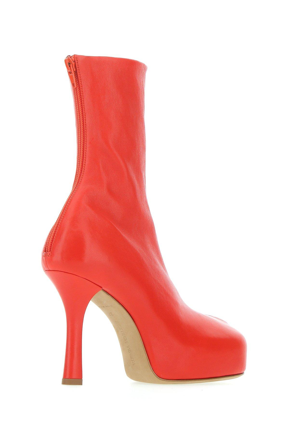Bottega Leather Platform Ankle Boots in Red Save 6 Lyst
